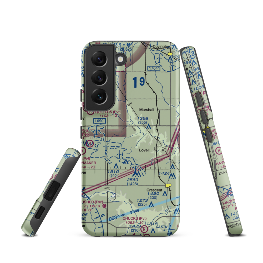 Siegmanns Airport (OK42) VFR Sectional Samsung Phone Case Samsung Galaxy S22 model shown