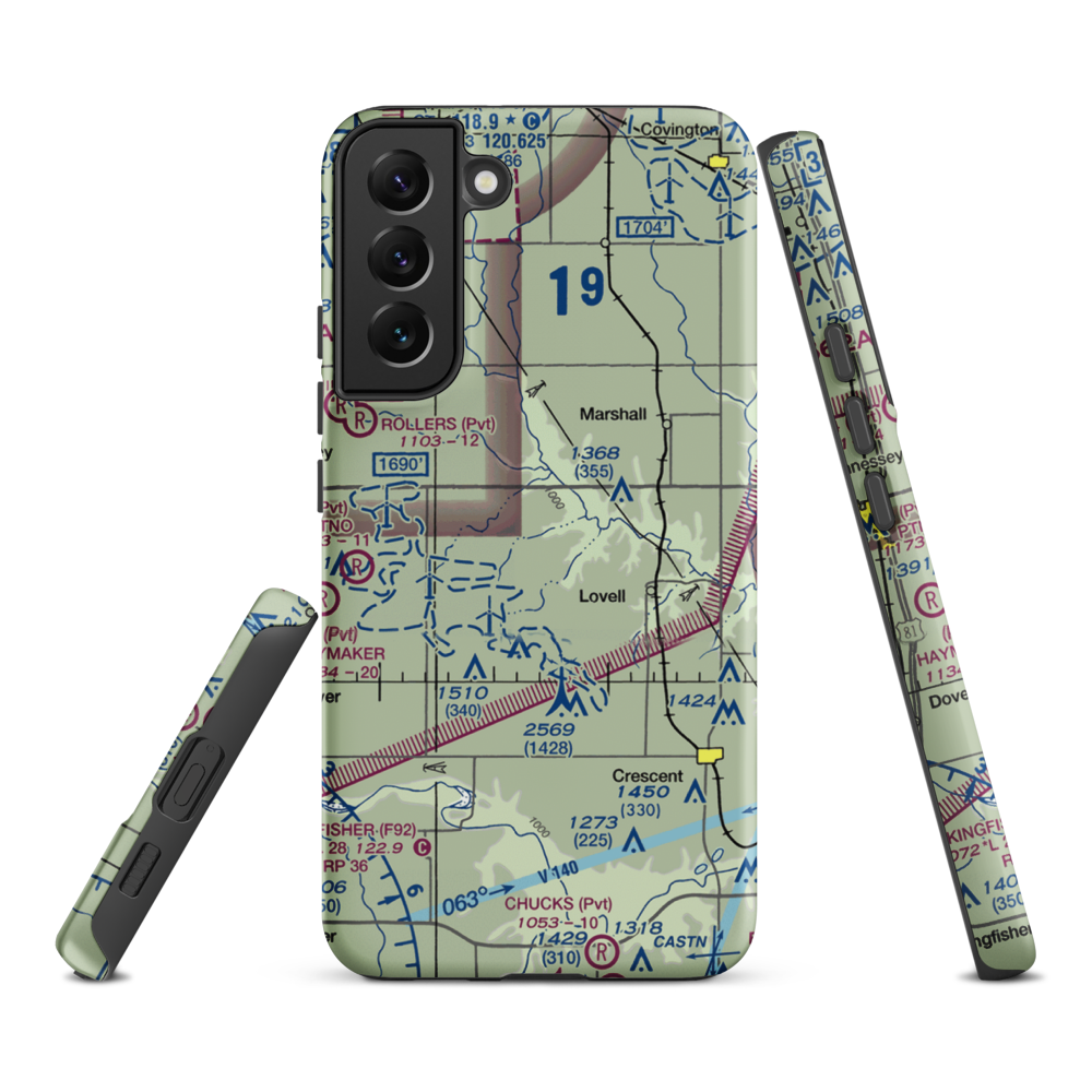 Siegmanns Airport (OK42) VFR Sectional Samsung Phone Case Samsung Galaxy S22 Plus model shown