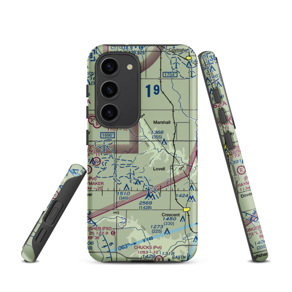 Siegmanns Airport (OK42) VFR Sectional Samsung Phone Case Samsung Galaxy S23 model shown