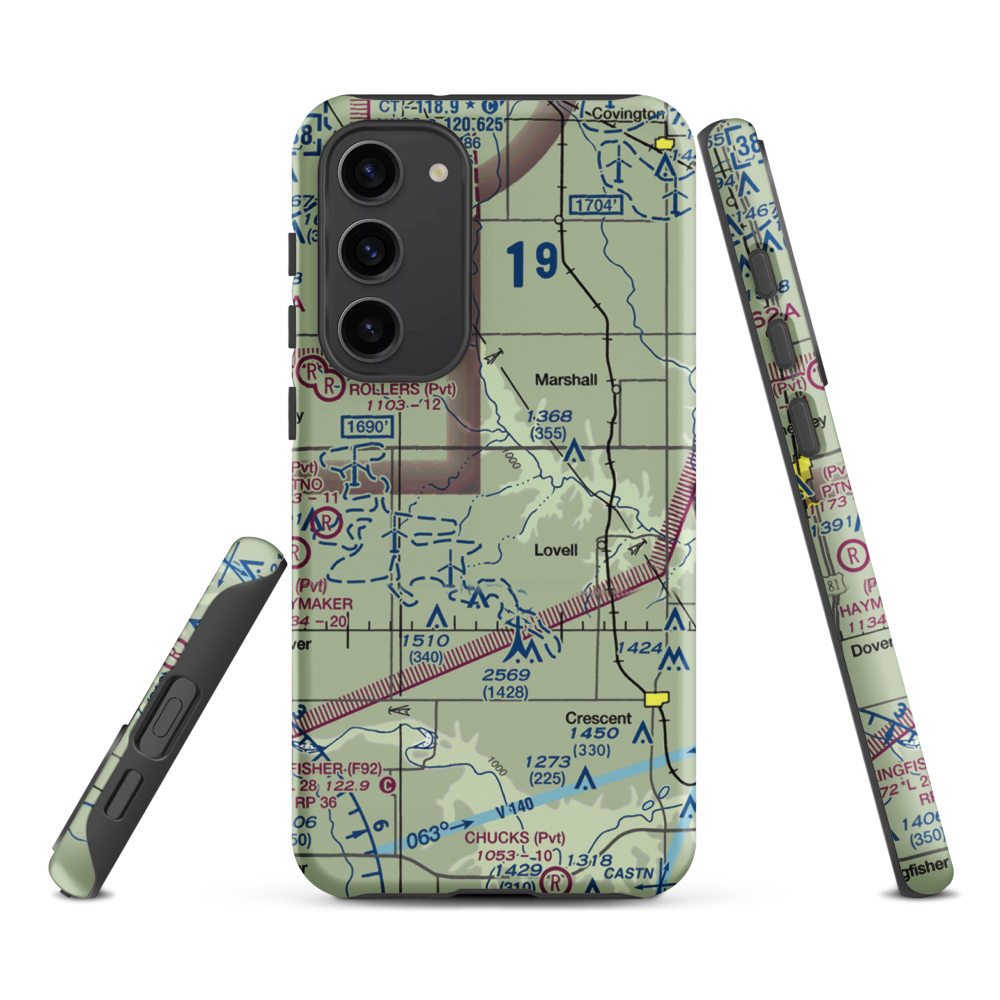 Siegmanns Airport (OK42) VFR Sectional Samsung Phone Case Samsung Galaxy S23 Plus model shown