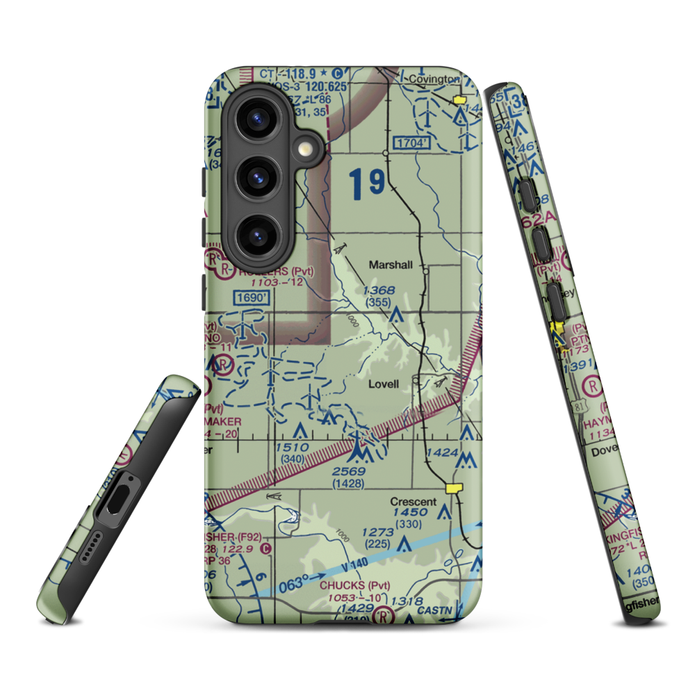 Siegmanns Airport (OK42) VFR Sectional Samsung Phone Case Samsung Galaxy S24 Plus model shown