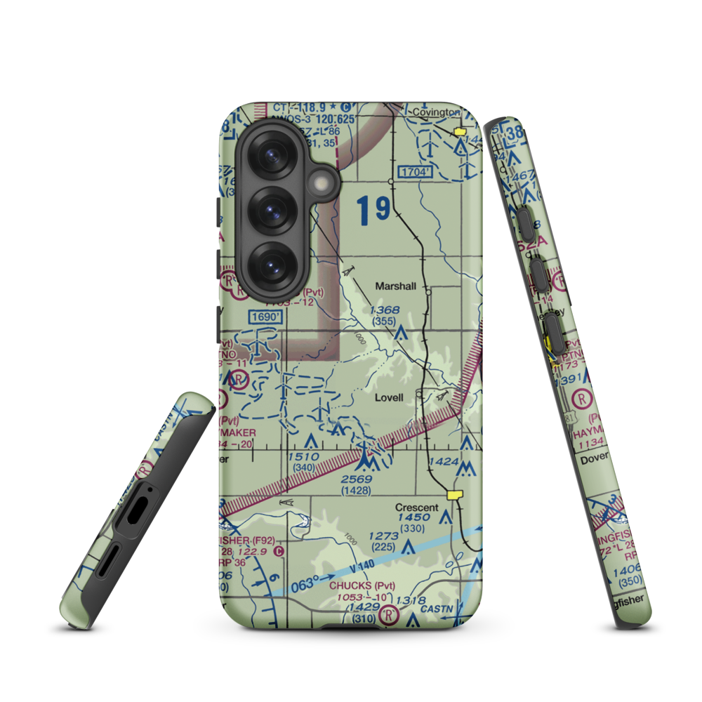 Siegmanns Airport (OK42) VFR Sectional Samsung Phone Case Samsung Galaxy S25 model shown