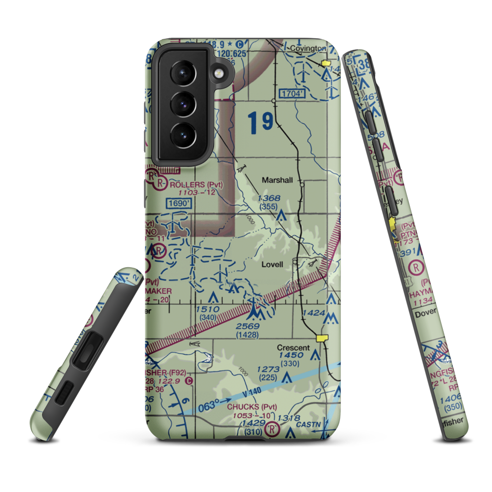 Siegmanns Airport (OK42) VFR Sectional Samsung Phone Case Samsung Galaxy S21 FE model shown