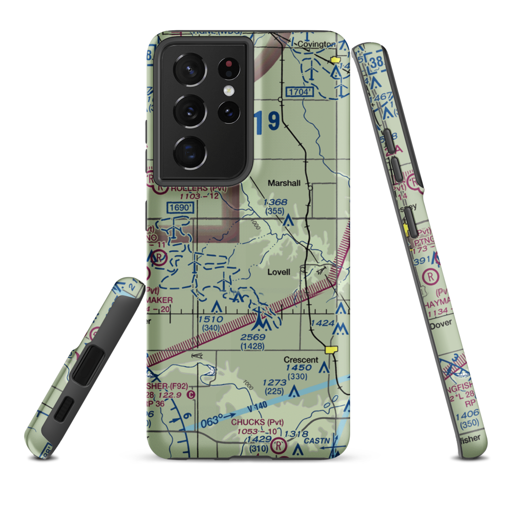 Siegmanns Airport (OK42) VFR Sectional Samsung Phone Case Samsung Galaxy S21 Ultra model shown