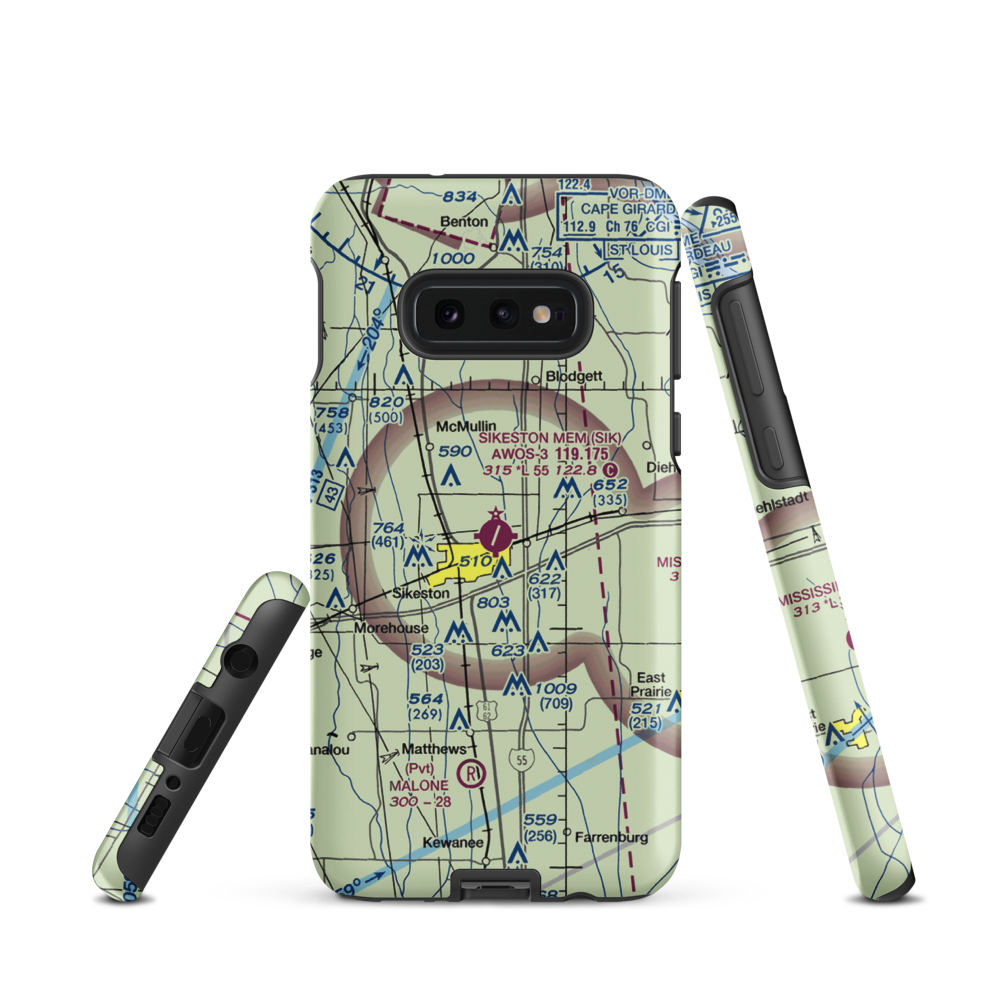 Sikeston Memorial Municipal Airport (SIK) VFR Sectional Samsung Phone Case Samsung Galaxy S10 Plus model shown