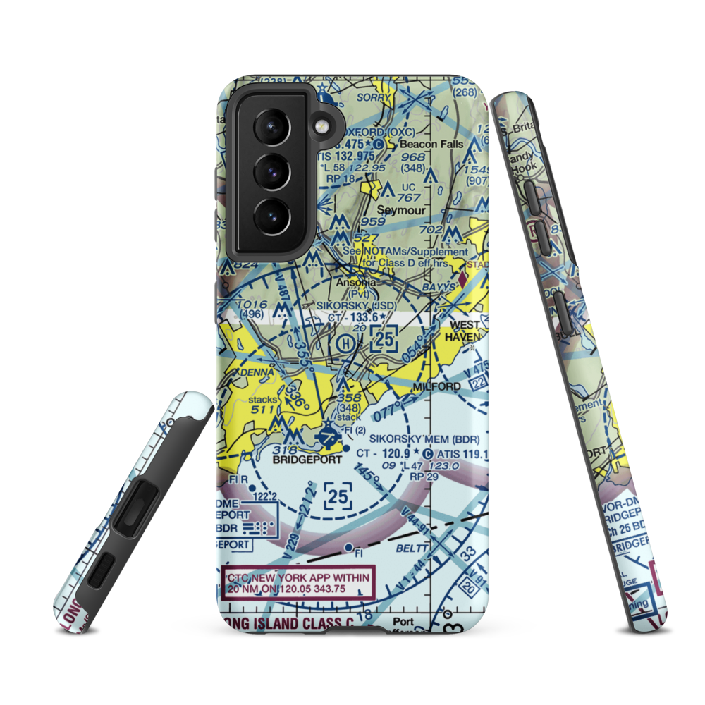 Sikorsky Heliport (JSD) VFR Sectional Samsung Phone Case Samsung Galaxy S21 FE model shown