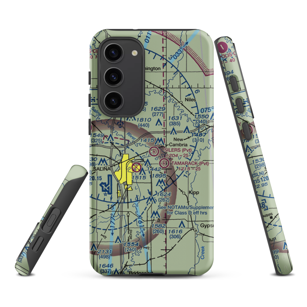 Silers Plane Valley Airport (1KS6) VFR Sectional Samsung Phone Case Samsung Galaxy S23 Plus model shown