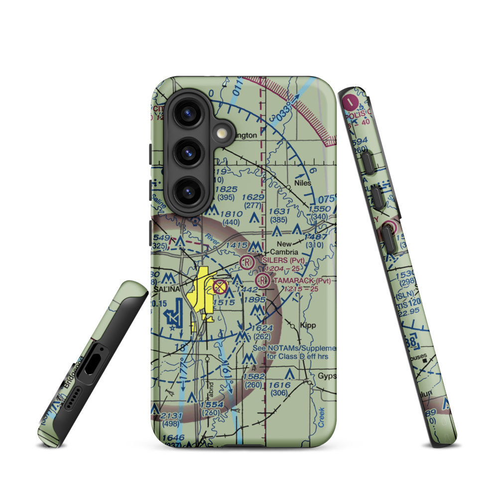 Silers Plane Valley Airport (1KS6) VFR Sectional Samsung Phone Case Samsung Galaxy S24 model shown