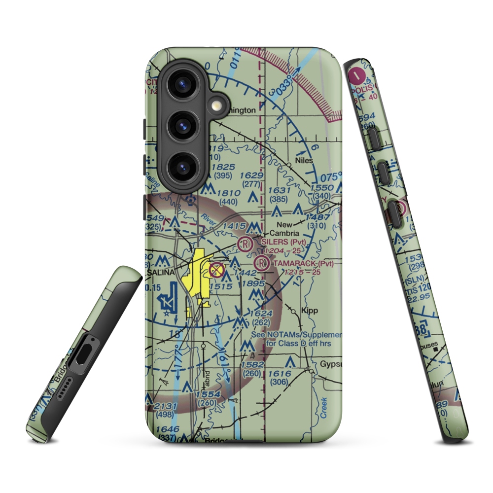 Silers Plane Valley Airport (1KS6) VFR Sectional Samsung Phone Case Samsung Galaxy S24 Plus model shown