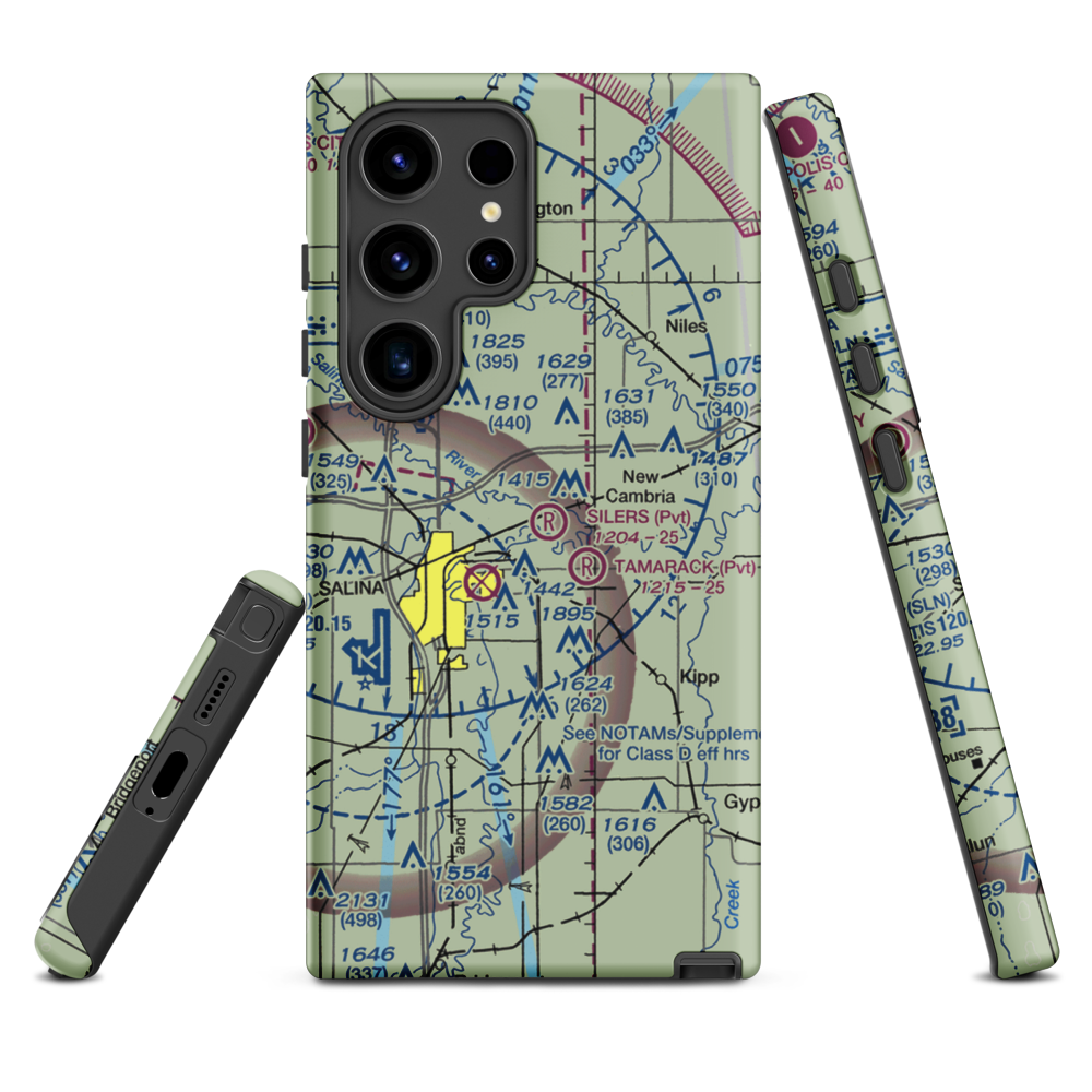 Silers Plane Valley Airport (1KS6) VFR Sectional Samsung Phone Case Samsung Galaxy S24 Ultra model shown