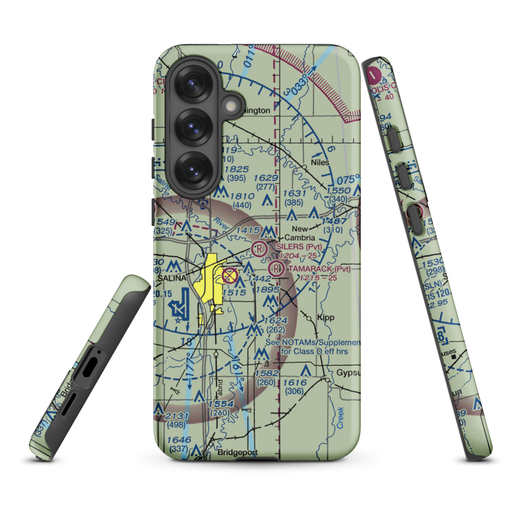 Silers Plane Valley Airport (1KS6) VFR Sectional Samsung Phone Case Samsung Galaxy S25 Plus model shown