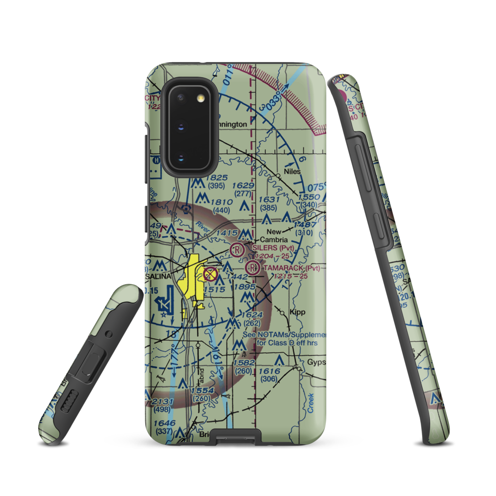 Silers Plane Valley Airport (1KS6) VFR Sectional Samsung Phone Case Samsung Galaxy S20 model shown