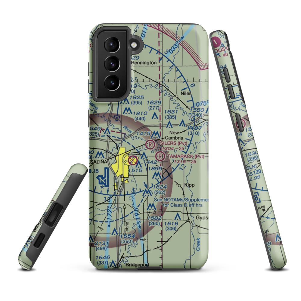 Silers Plane Valley Airport (1KS6) VFR Sectional Samsung Phone Case Samsung Galaxy S21 Plus model shown
