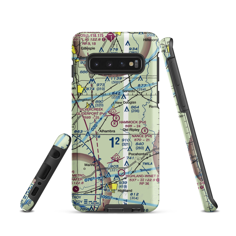 Silver Creek Gliderport (3IL1) VFR Sectional Samsung Phone Case Samsung Galaxy S10 model shown