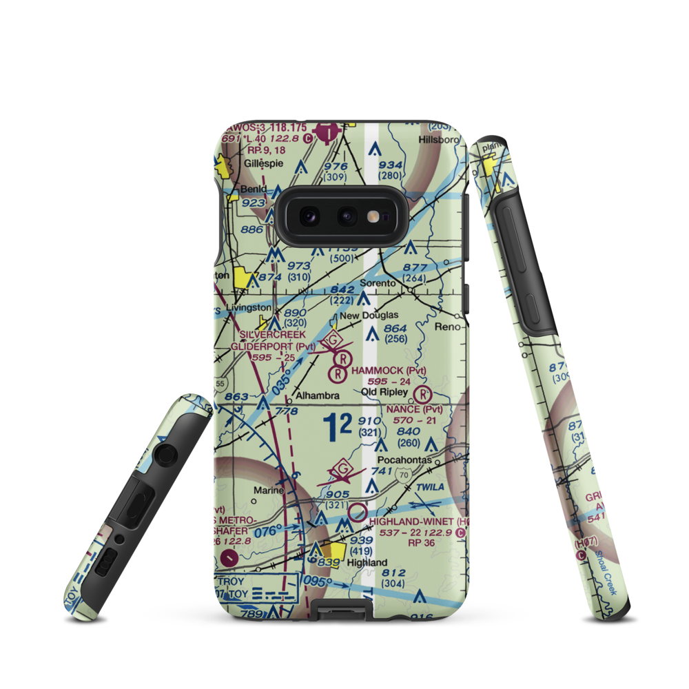 Silver Creek Gliderport (3IL1) VFR Sectional Samsung Phone Case Samsung Galaxy S10e model shown