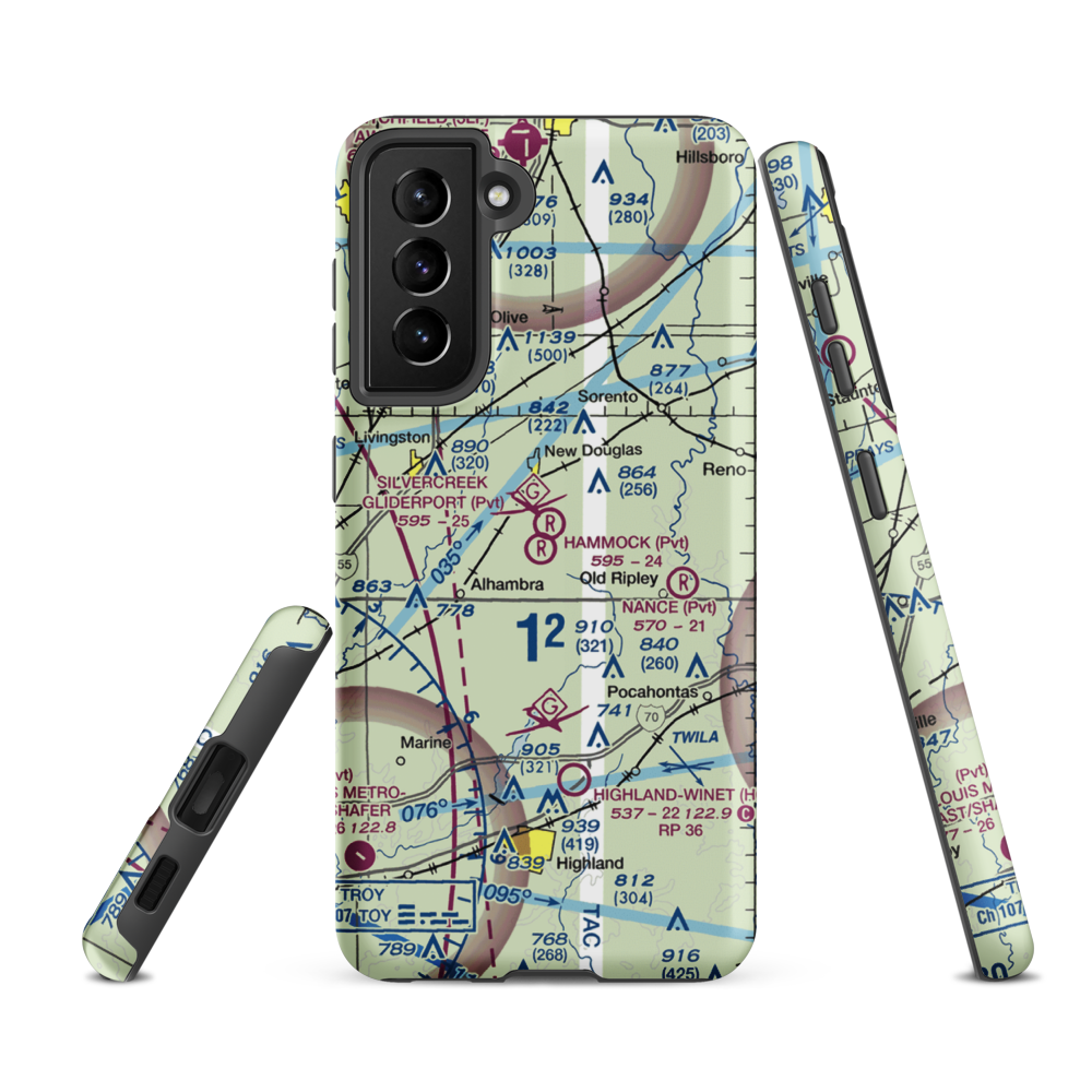 Silver Creek Gliderport (3IL1) VFR Sectional Samsung Phone Case Samsung Galaxy S21 FE model shown