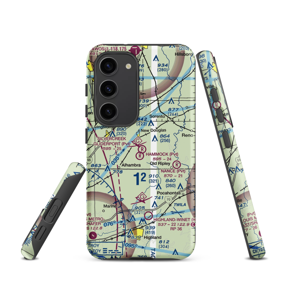 Silver Creek Gliderport (3IL1) VFR Sectional Samsung Phone Case Samsung Galaxy S23 model shown