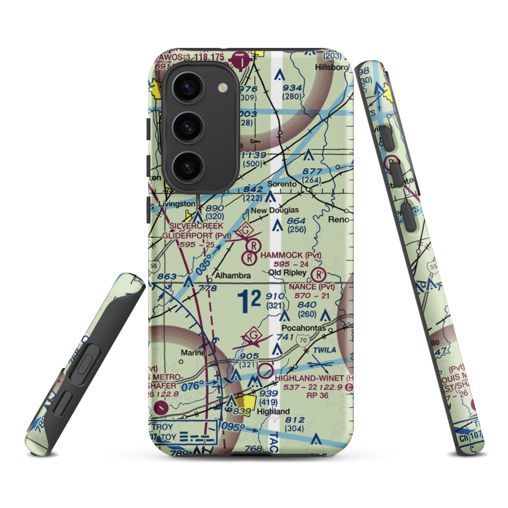 Silver Creek Gliderport (3IL1) VFR Sectional Samsung Phone Case Samsung Galaxy S23 Plus model shown