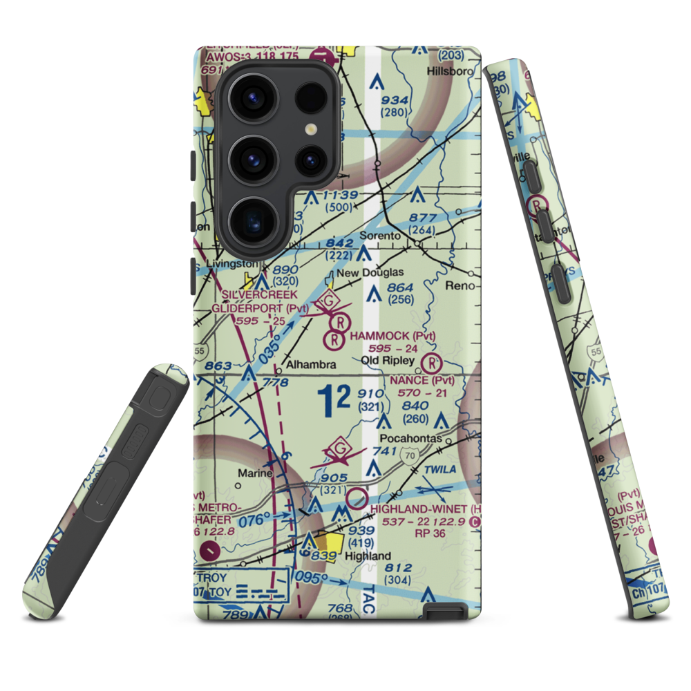 Silver Creek Gliderport (3IL1) VFR Sectional Samsung Phone Case Samsung Galaxy S23 Ultra model shown