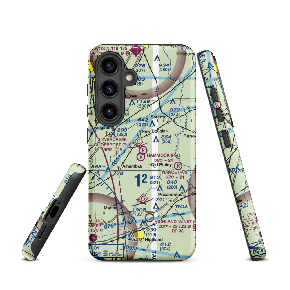 Silver Creek Gliderport (3IL1) VFR Sectional Samsung Phone Case Samsung Galaxy S24 model shown