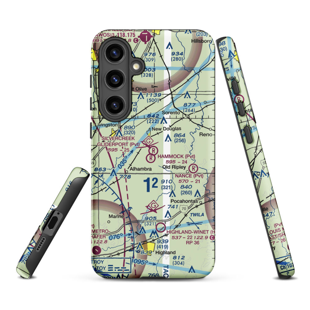 Silver Creek Gliderport (3IL1) VFR Sectional Samsung Phone Case Samsung Galaxy S24 Plus model shown