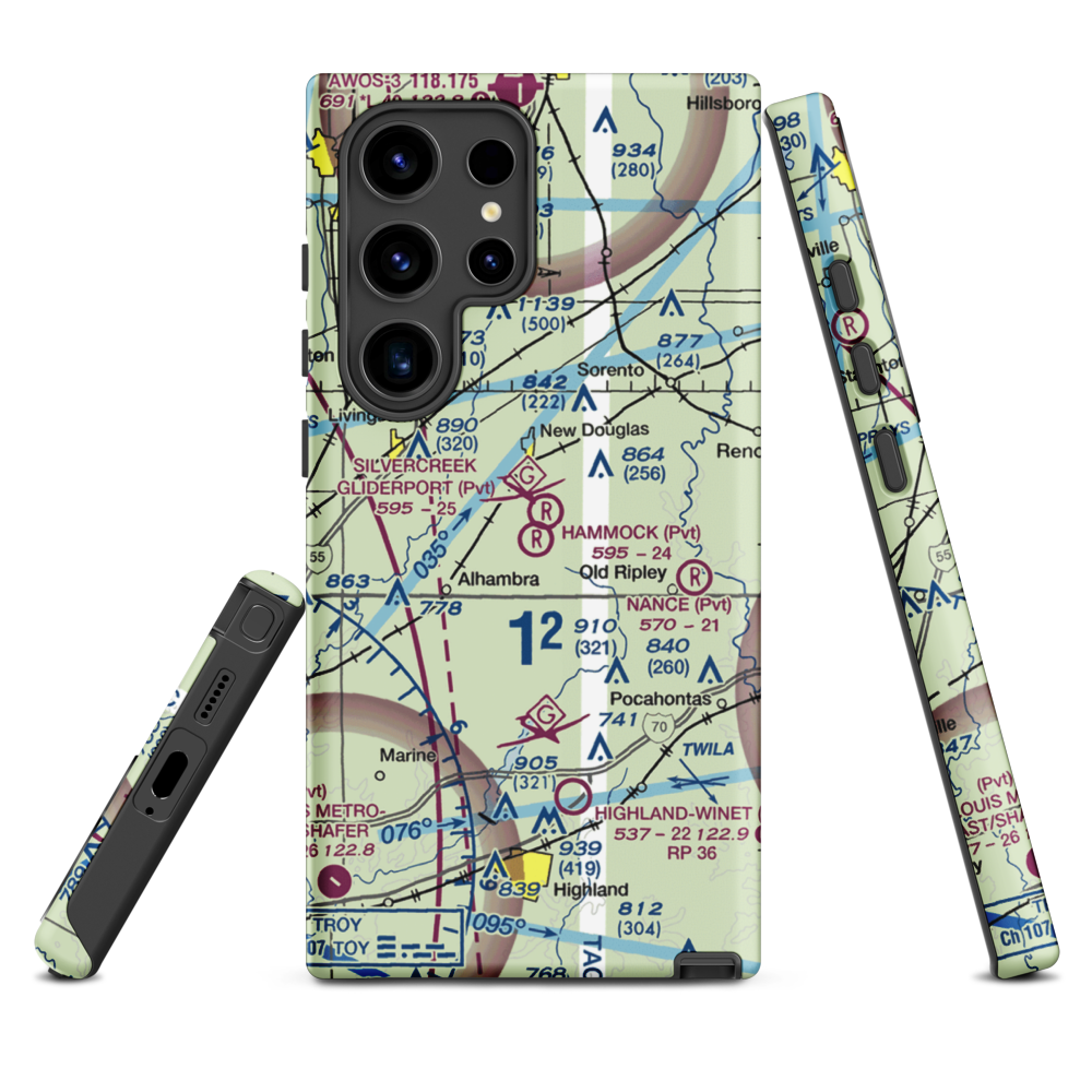 Silver Creek Gliderport (3IL1) VFR Sectional Samsung Phone Case Samsung Galaxy S24 Ultra model shown