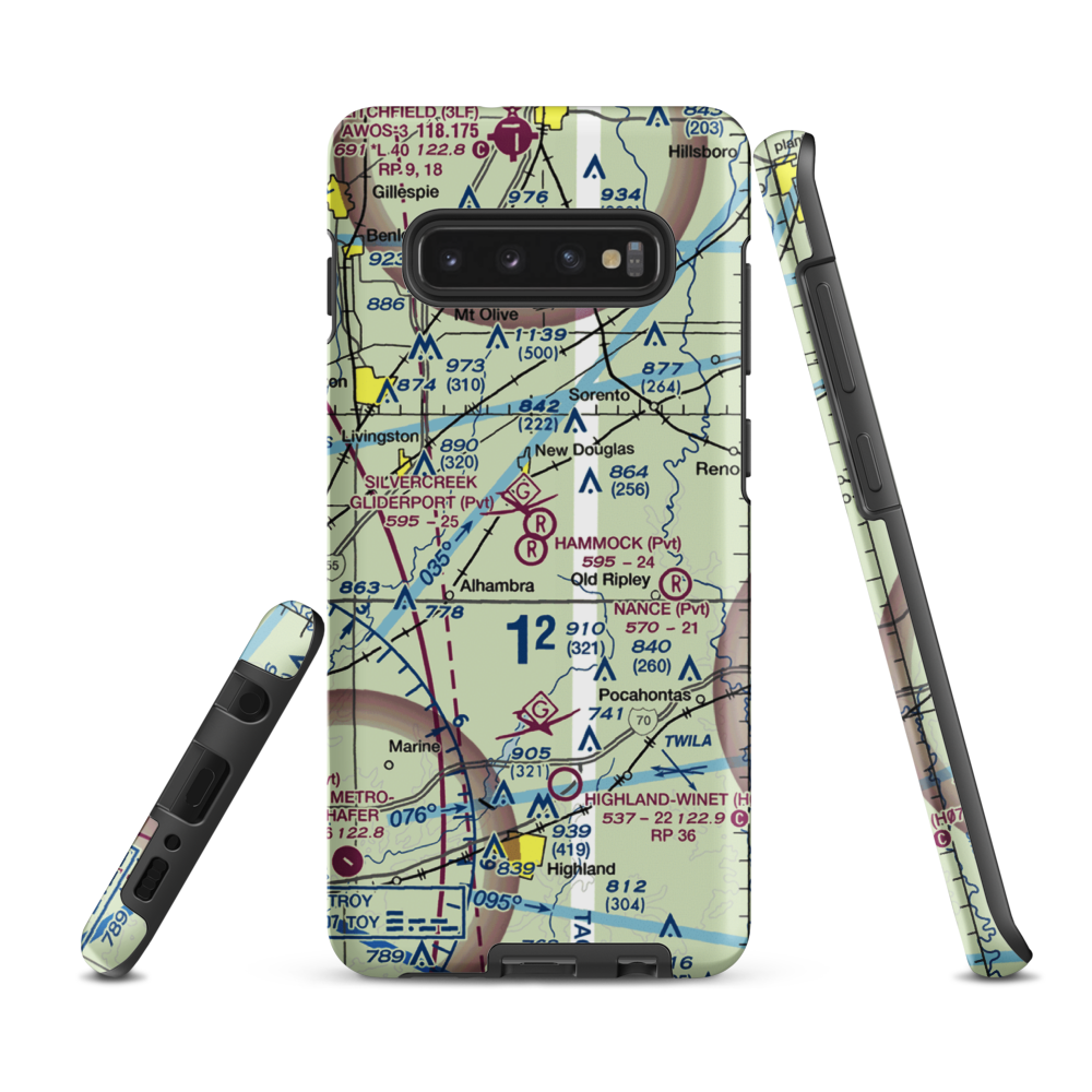 Silver Creek Gliderport (3IL1) VFR Sectional Samsung Phone Case Samsung Galaxy S10 Plus model shown