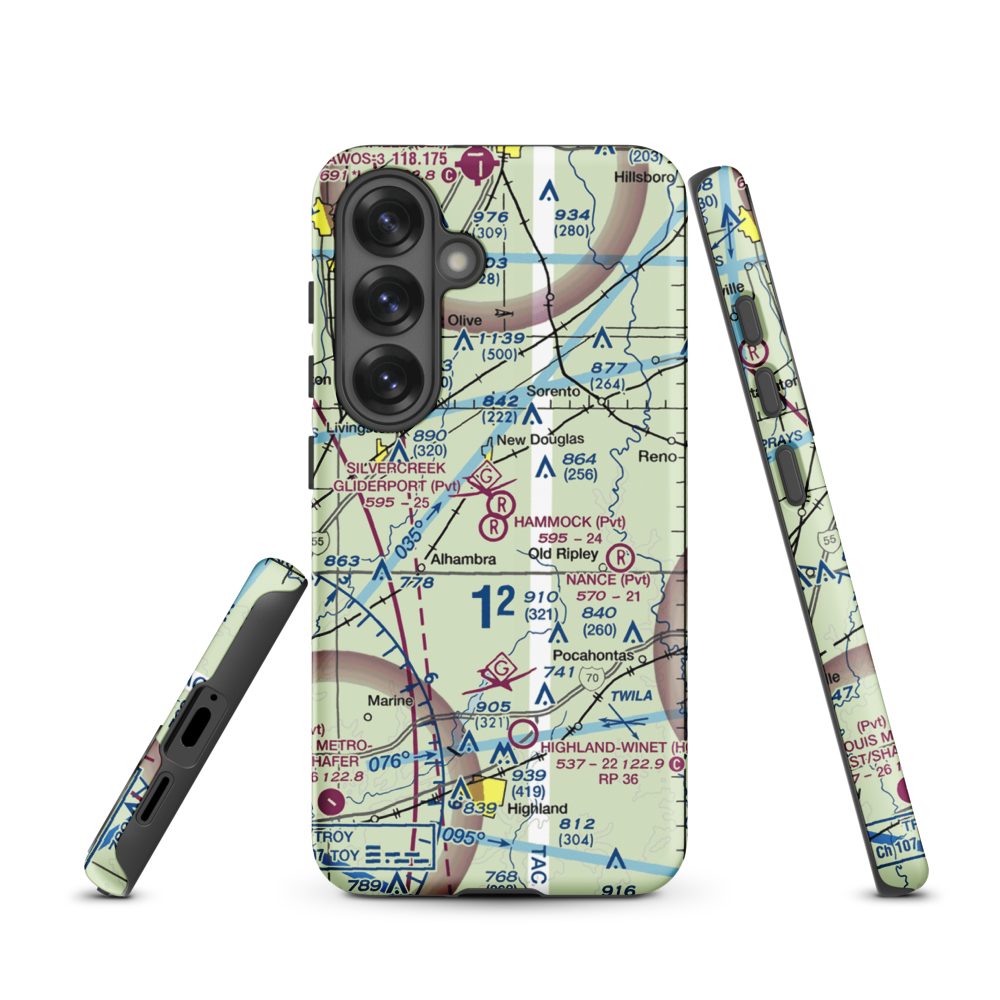 Silver Creek Gliderport (3IL1) VFR Sectional Samsung Phone Case Samsung Galaxy S25 model shown