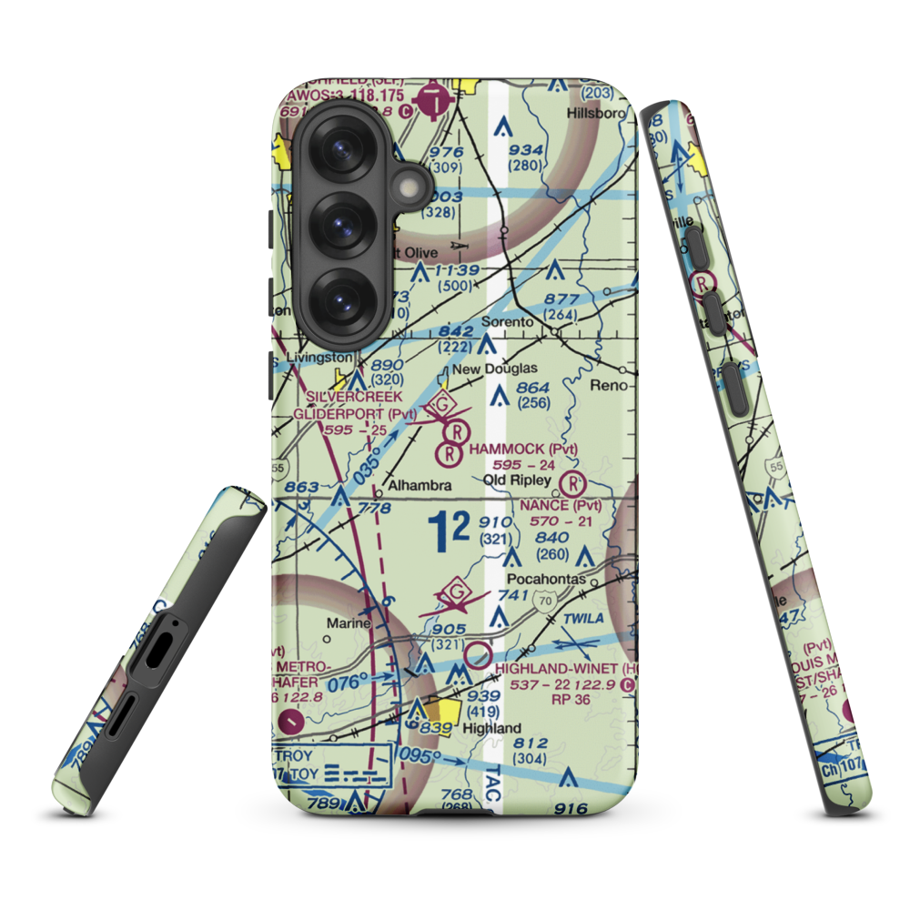 Silver Creek Gliderport (3IL1) VFR Sectional Samsung Phone Case Samsung Galaxy S25 Plus model shown