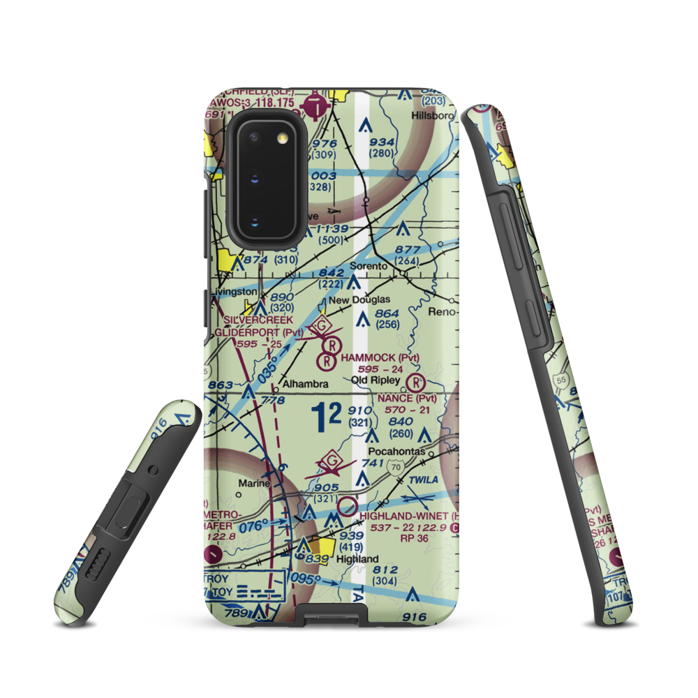 Silver Creek Gliderport (3IL1) VFR Sectional Samsung Phone Case Samsung Galaxy S20 model shown
