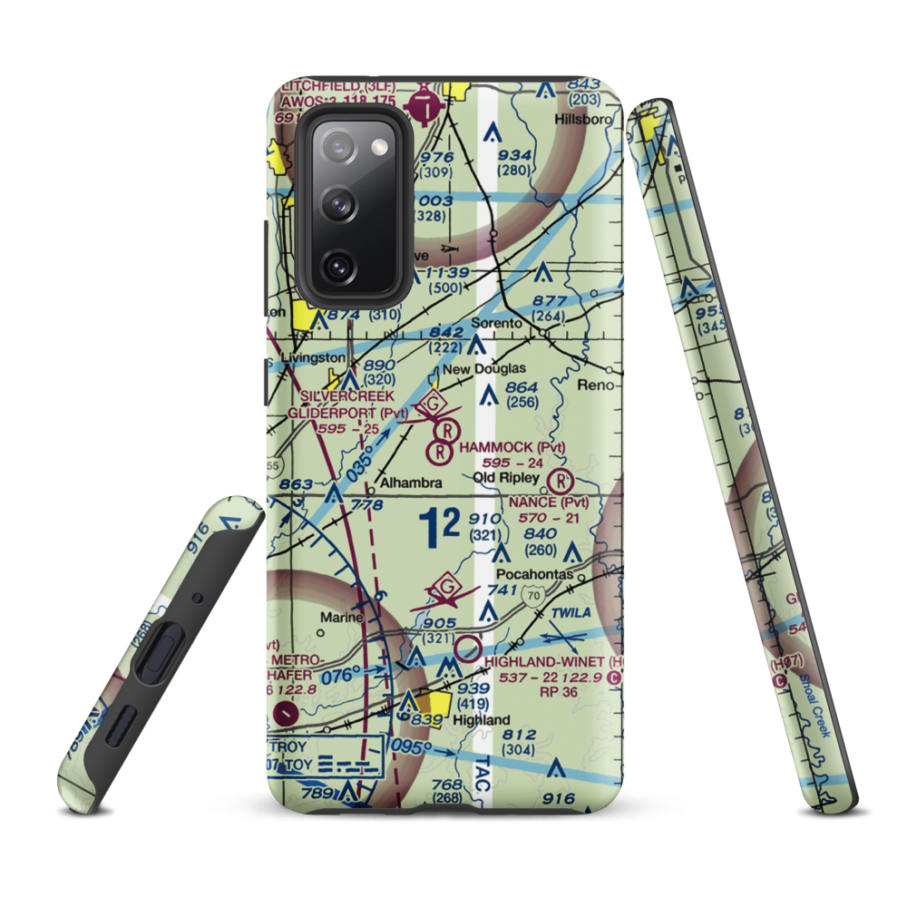 Silver Creek Gliderport (3IL1) VFR Sectional Samsung Phone Case Samsung Galaxy S20 FE model shown