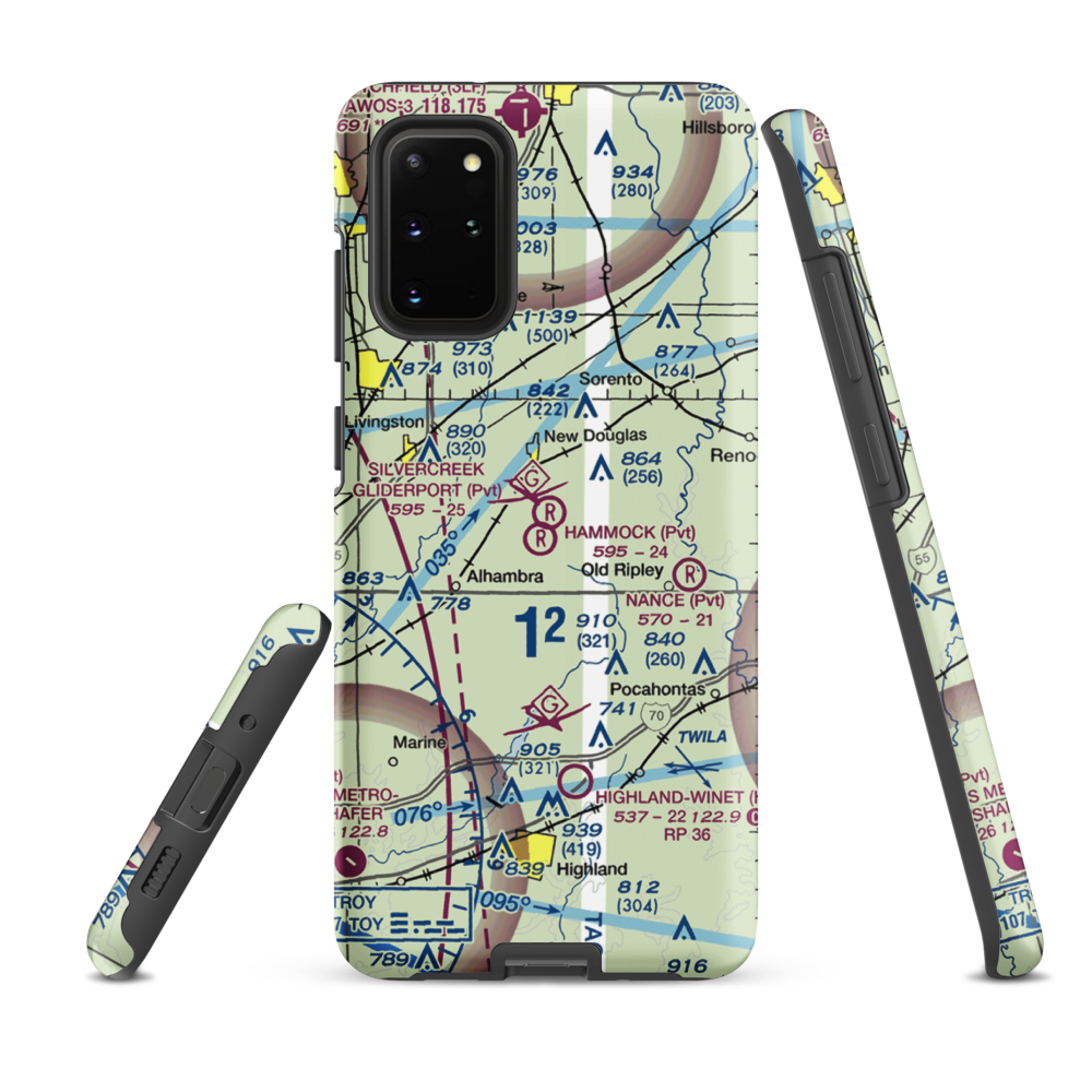 Silver Creek Gliderport (3IL1) VFR Sectional Samsung Phone Case Samsung Galaxy S20 Plus model shown