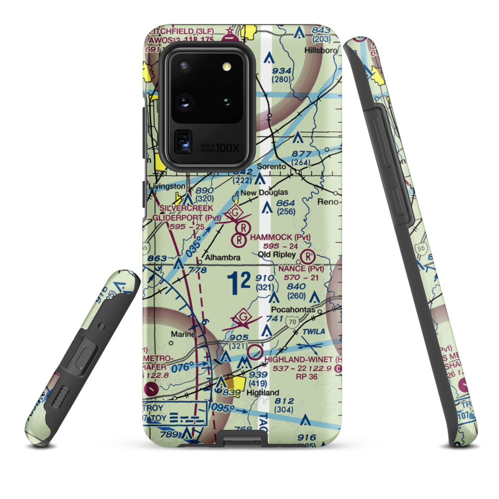 Silver Creek Gliderport (3IL1) VFR Sectional Samsung Phone Case Samsung Galaxy S20 Ultra model shown