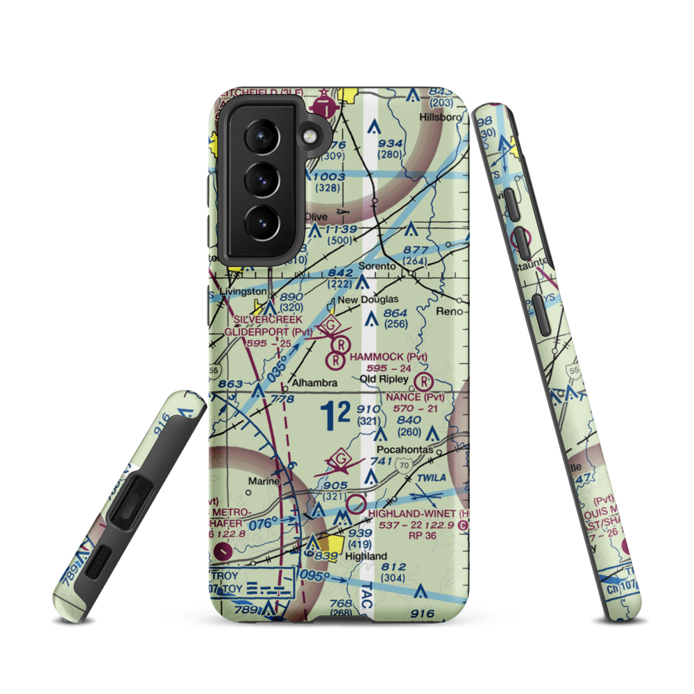 Silver Creek Gliderport (3IL1) VFR Sectional Samsung Phone Case Samsung Galaxy S21 model shown