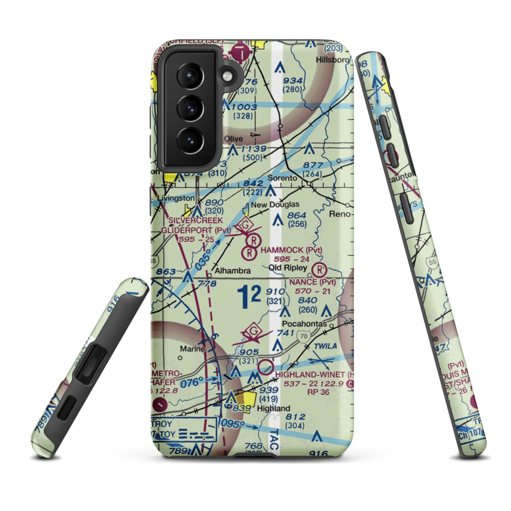 Silver Creek Gliderport (3IL1) VFR Sectional Samsung Phone Case Samsung Galaxy S21 Plus model shown