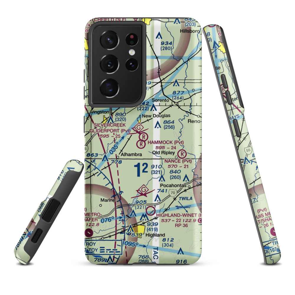 Silver Creek Gliderport (3IL1) VFR Sectional Samsung Phone Case Samsung Galaxy S21 Plus model shown