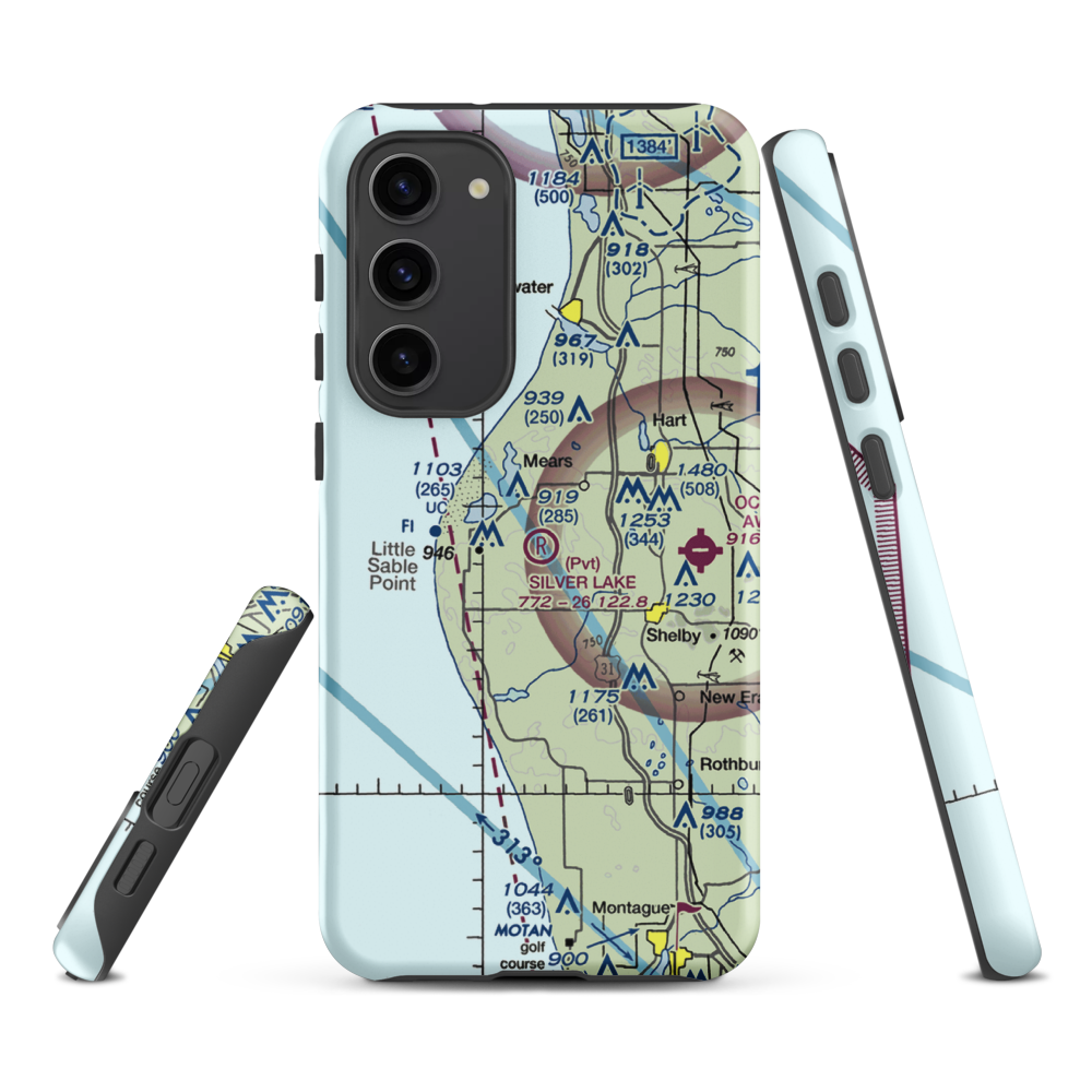 Silver Lake Airport (MI71) VFR Sectional Samsung Phone Case Samsung Galaxy S23 Plus model shown