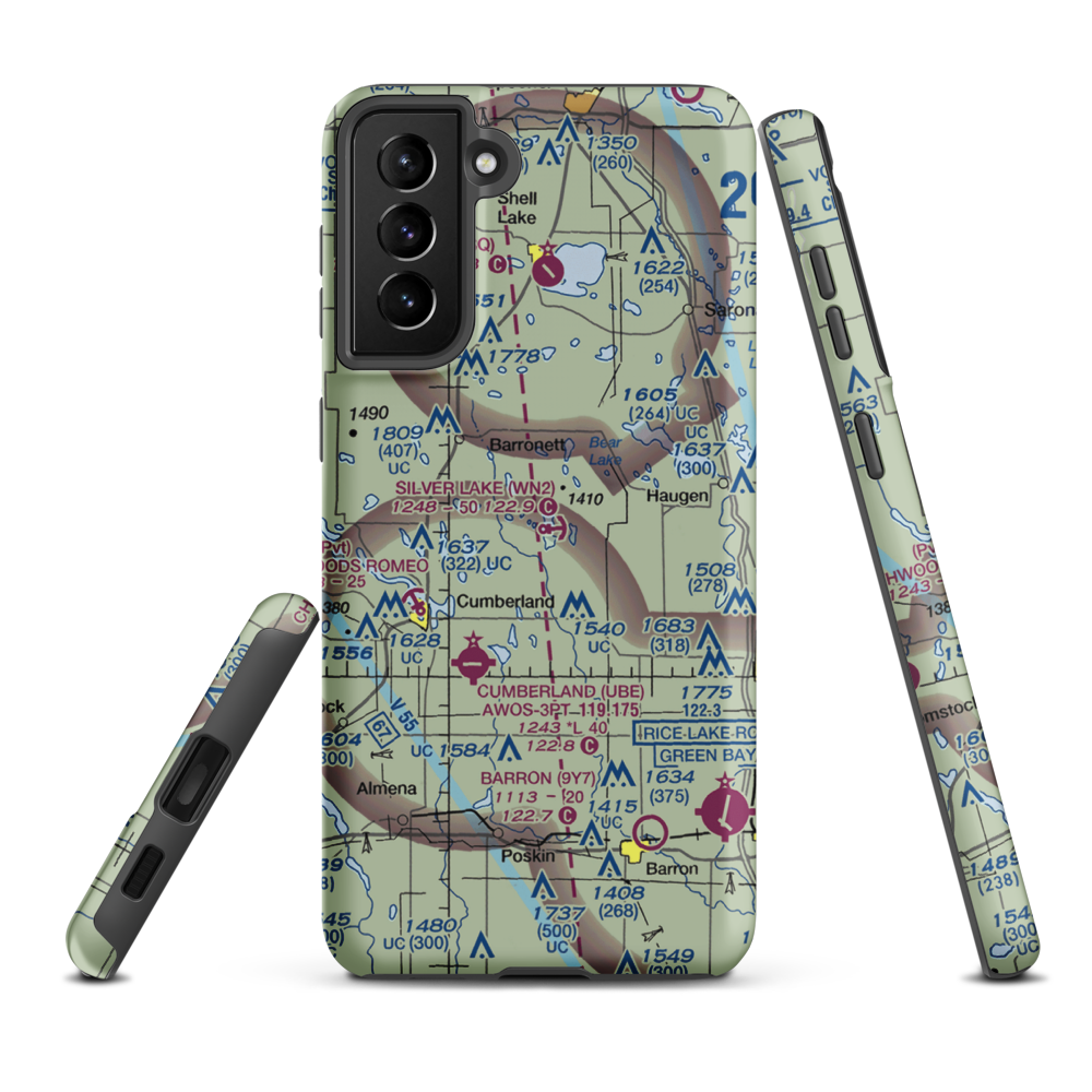 Silver Lake Seaplane Base (WN2) VFR Sectional Samsung Phone Case Samsung Galaxy S21 FE model shown