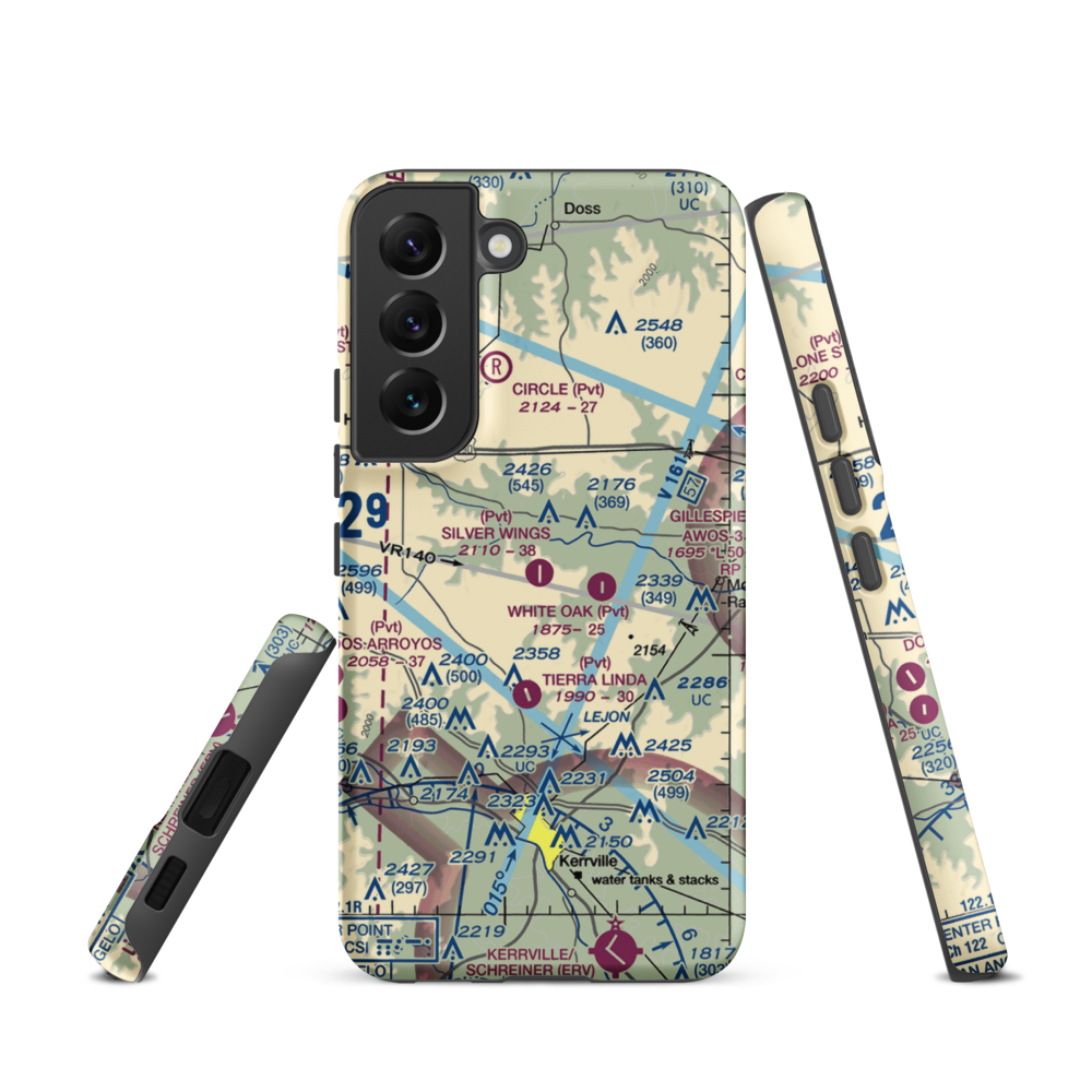 Silver Wings Airport (TS36) VFR Sectional Samsung Phone Case Samsung Galaxy S22 model shown