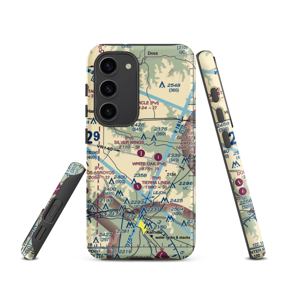 Silver Wings Airport (TS36) VFR Sectional Samsung Phone Case Samsung Galaxy S23 model shown