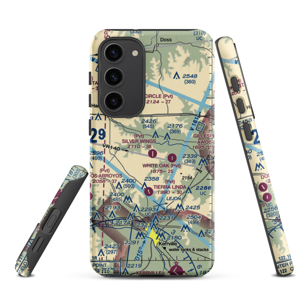 Silver Wings Airport (TS36) VFR Sectional Samsung Phone Case Samsung Galaxy S23 Plus model shown