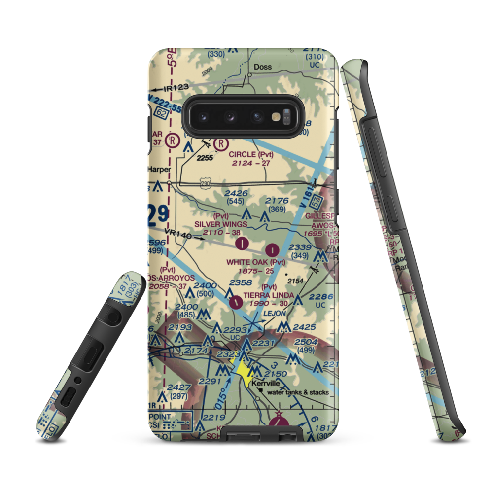 Silver Wings Airport (TS36) VFR Sectional Samsung Phone Case Samsung Galaxy S10 Plus model shown