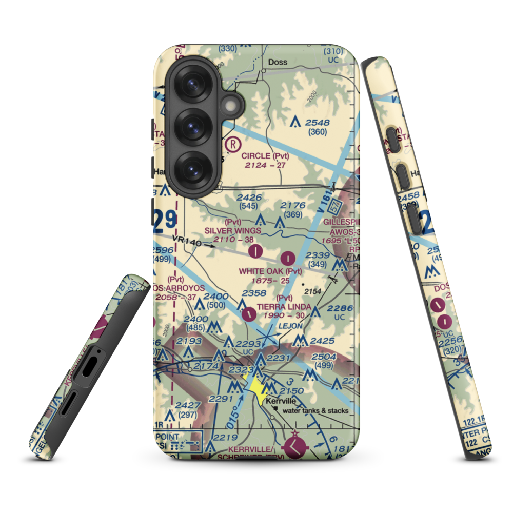 Silver Wings Airport (TS36) VFR Sectional Samsung Phone Case Samsung Galaxy S25 Plus model shown