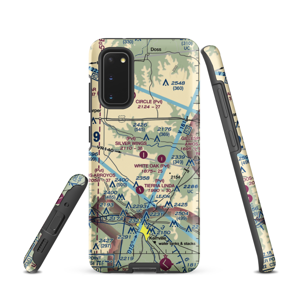 Silver Wings Airport (TS36) VFR Sectional Samsung Phone Case Samsung Galaxy S20 model shown