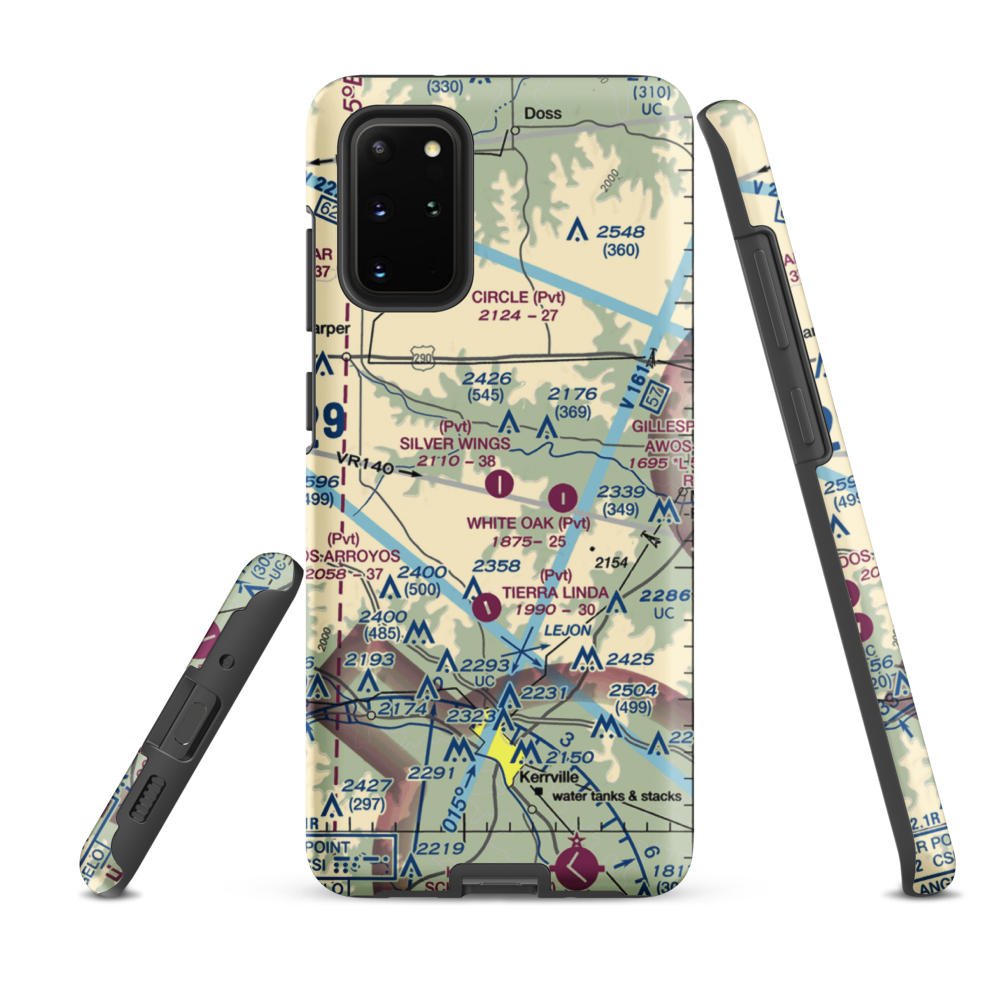 Silver Wings Airport (TS36) VFR Sectional Samsung Phone Case Samsung Galaxy S20 Plus model shown