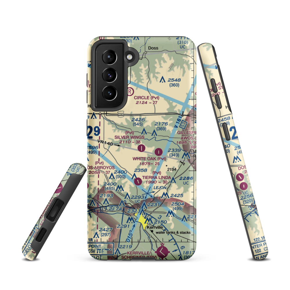 Silver Wings Airport (TS36) VFR Sectional Samsung Phone Case Samsung Galaxy S21 model shown