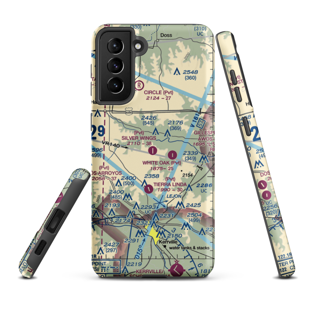 Silver Wings Airport (TS36) VFR Sectional Samsung Phone Case Samsung Galaxy S21 Plus model shown