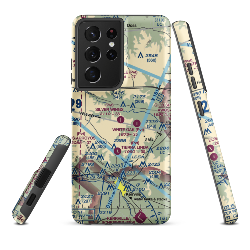 Silver Wings Airport (TS36) VFR Sectional Samsung Phone Case Samsung Galaxy S21 Plus model shown