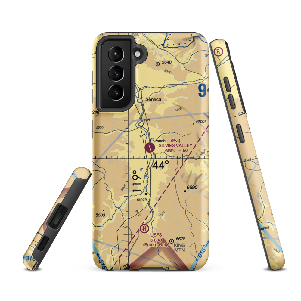Silvies Valley Ranch Airport (OG14) VFR Sectional Samsung Phone Case Samsung Galaxy S21 FE model shown