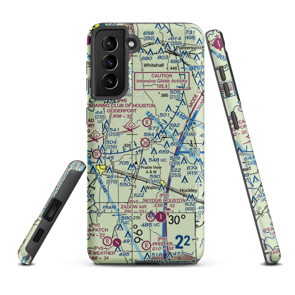 Simaron Ranch Airport (9TS3) VFR Sectional Samsung Phone Case Samsung Galaxy S21 Plus model shown